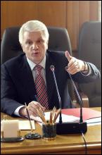 Володимир Михайлович Литвин під час погоджувальної ради 3 квітня 2006 р.