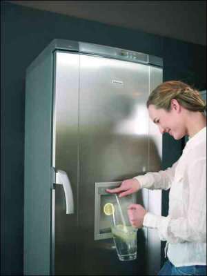 Серебристые холодильники ”Электролюкс” с фильтром для воды на днях должны появиться в киевских магазинах. Они будут стоить от 5,5 тыс. грн. Их уже несколько месяцев продают в Польше, Чехии, Словакии и Венгрии. Двухметровый холодильник там стоит 850 доллар