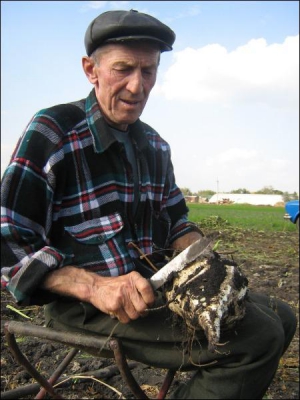 Иван Копилец на своем поле в селе Поповка Карловского района сахарную свеклу копает третий день подряд. Из 15 соток земли мужчина собрал пять тонн корнеплодов