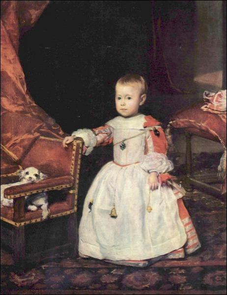 Кисть художника Диего Веласкеса передала нездоровые цвет лица и осанку испанского принца Фелипе Просперо. Собачка в кресле выглядит на картине жизнерадостнее 