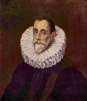 Эль Греко ”Портрет Дона Родриго Васкеса”, 1600–1610 годы. Белый гофрированный воротник подчеркивает бледность лица, которое должно было свидетельствовать о знатности изображенного