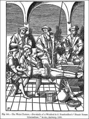 Тортура водою. Малюнок другої половини 1550-х років