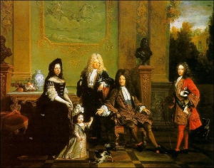 Людовик XIV (сидит) с тремя наследниками-тезками: старшими сыном, внуком и правнуком. Ни один из них не переживет короля-долгожителя. 1710–1715 годы