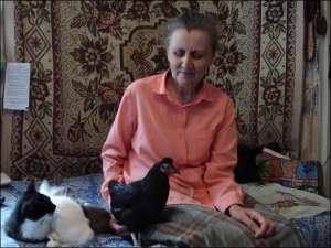 Раиса Ильенко из Пирятина на Полтавщине своей карликовой курице Ганнусе разрешает ночевать в доме
