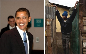Кандидат в президенты США Барак Обама (слева) видел младшего брата Джорджа два раза в жизни. Он живет в Кении и стесняется своей нищеты