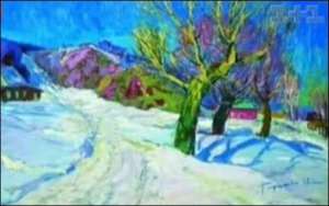 Картина украинского художника-импрессиониста Николая Глущенко ”Зимнее солнце” написана в 1969 году