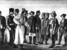 Группа галицийских крестьян - депутатов венского рейхстага. Рисунок неизвестного художника. 1848 год