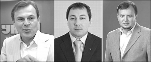Слева направо: депутаты-"бютовцы" Сергей Терехин, Руслан Богдан и Уколов. Их имена всплыли в скандале об изнасиловании детей