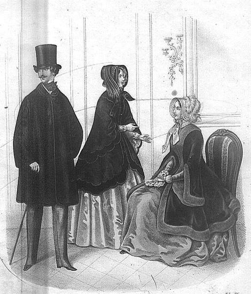 Зимові вбрання 1840-х, малюнок із львівського журналу ”Вісник мод паризьких”
