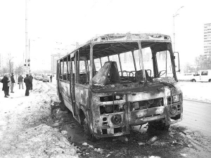Згорілий автобус ПАЗ у вівторок в Києві