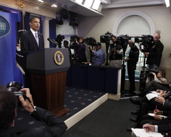 Обама во время пресс-конфреенции в Белом доме