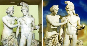 До мармурових скульптур епохи Стародавнього Риму ”Марс та Венера” причепили відколотий пеніс бога війни Марса і руку богині Венери