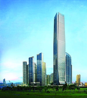 490-метровий хмарочос Міжнародного комерційного центру звели на березі затоки Вікторія у Гонконгу. Готель ”Рітц-Карлтон” займає останні 17 поверхів