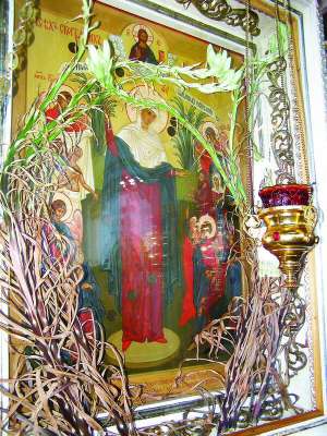 Сухі лілії ожили і випустили бутони біля ікони Божої Матері у церкві міста Мукачеве на Закарпатті