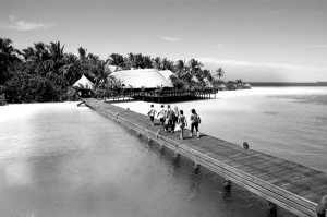 На Мальдівських островах Індійського океану відпочивають заможні подружжя. Через відсутність казино та дискотек там мало туристів з України та Росії