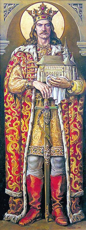 Молдавський господар Стефан Великий і Святий. Картина румунського маляра й графіка Соріна Думітреску, початок 1990-х
