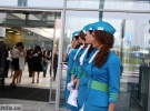 Женщины в форме стюардесс перед открытием нового терминала аэропорта &quot;Киев&quot;