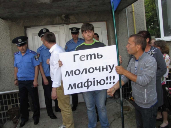 К рейгосадминистрации пригнали коров и принесли молоко