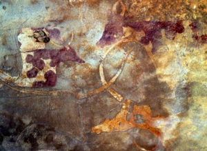 Зображення корів, створені у горах південно-західної Лівії 5-8 тисяч років тому, свідчать про те, що ці тварини відігравали важливу роль в життя мешканців регіону