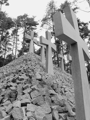 Меморіал жертв тоталітаризму в заповіднику ”Биківнянські могили” за проектом повинен мати вигляд кам’яного кургану з 37 хрестами. Поки що через брак коштів поставили лише 10