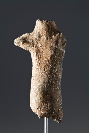 Статуэтка (на настоящий момент найдены ее туловище, шея и правая рука) изображает человека, вероятно, мужчину
