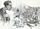 Американська карикатура часів епідемії ”іспанки” висміювала недотримання карантину у штаті Північна Кароліна. Там за осінньо-зимовий період 13 644 жителі загинули від інфекції, яка поширювалася через грипозний плювок 