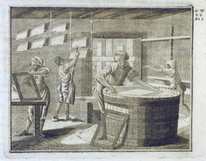 Изготовление бумаги. Гравюра из издания &quot;Зрелище природы и художеств&quot; (СПб., 1784)
