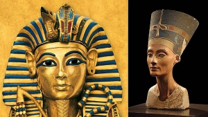 Золотая маска Тутанхамона и бюст Нефертити