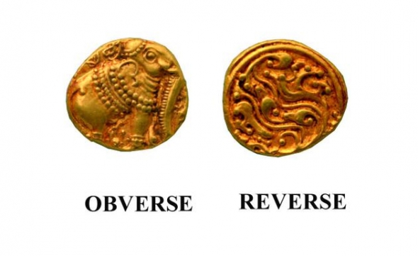 Одна из золотых монет, выпущенных Sivamara I правителем Карнатака (годы правления 679 – 726)