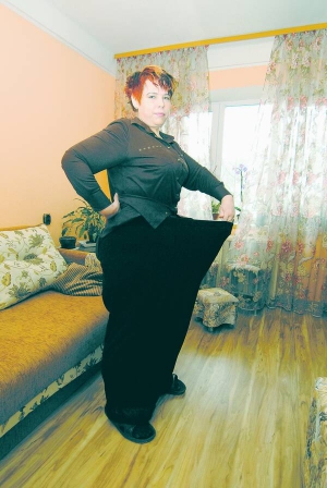 Киянка Наталія Кривенко одягла штани, 
які носила рік тому. Тоді важила 220 кілограмів