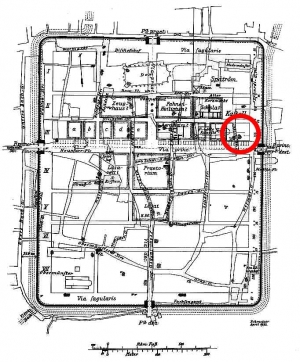 Карта места раскопок в Регенсбурге. Римский военный лагерь III-го Италийского легиона
