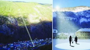 Дзеркала, що встановили на схилах гірських хребтів, відбиватимуть сонячне світло у центр міста Р’юкан на півдні Норвегії. Населений пункт розташований в ущелині, й в осінньо-зимовий період на нього не падають сонячні промені