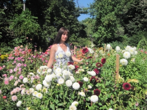 Екскурсовод столичного Ботанічного саду імені Фокіна Юлія Саприкіна показує сад жоржин. Каже, в Україні найбільше вирощують білі та фіолетові сорти