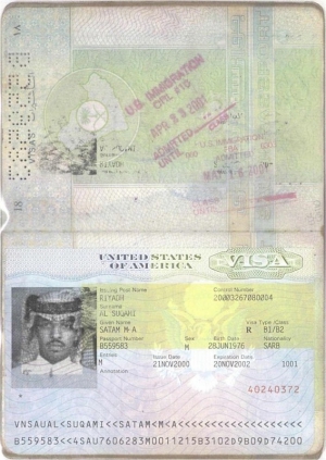 Паспорт саудовца Satam al-Suqami