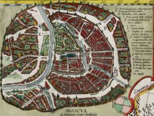 Карта Москвы из атласа Виллема Блау, 1613 г.