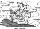Територія Карачаю в 1928 р. після подарунка йому черкеських земель(заштрихована)