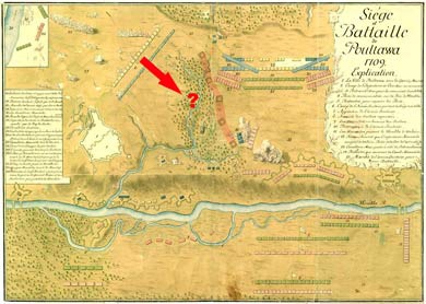 Карта-план Полтавской битвы, на которой не обозначены части редутов