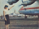 Путилівський аеровокзал Донецька (зараз автовокзал «Путилівський»). Літак Ан-10А на зльоті. Донецьк, 1962