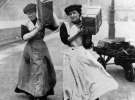 Женщины заменяют мужчин в традиционно мужской профессии — носильщики, станция Мэрилебон в Лондоне во время Первой мировой войны