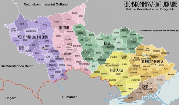 Карта Рейхскомиссариата "Украина" (план А. Розенберга)