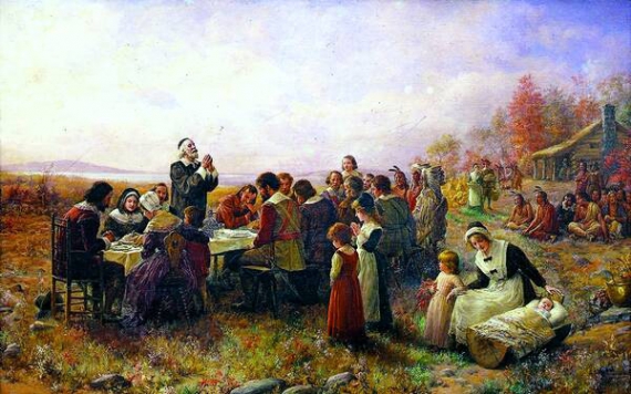 26 листопада 1863 року президент США Авраам Лінкольн оголосив останній четвер листопада Днем подяки. Зараз це свято відзначають у четвертий четвер останнього місяця осені. Ця традиція виникла 1621 року. Тоді половина переселенців з Англії загинули від холоду і голоду впродовж першої зими. Врожай отримали після того, як своїм досвідом із прибулими поділилися індіанці. Їхня спільна трапеза і стала першим днем подяки Богові. Мисливці роздобули так багато індичок, що їх вистачило на тиждень застілля. Його зображено на картині Дженні Бравнскомб 1914 року. Індичку обов’язково подають на стіл у День подяки. А також – солодку картоплю ямс, журавлиний соус, гарбузовий пиріг і гарячий яблучний сидр, приправлений спеціями