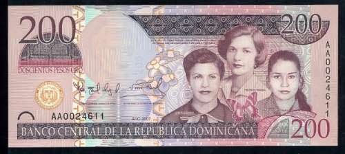 200 песо с изображением сестер Мирабаль