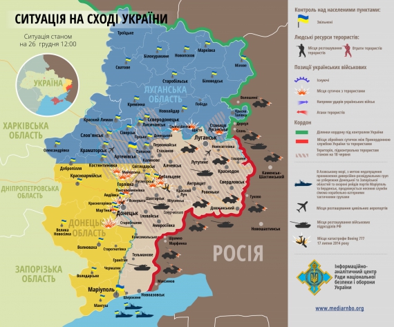 Ситуация на востоке Украины 26 декабря 