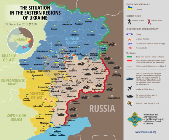 Ситуація на сході країни станом на 29 грудня