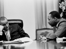 Мартин Лютер Кинг с президентом Линдоном Джонсоном 1966 год