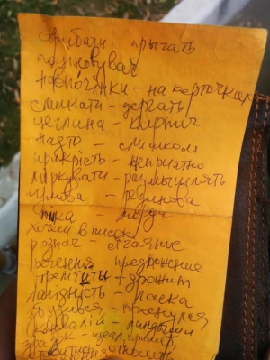 Перші тижні в Україні супроводжувалися нотатками зі значенням українських слів