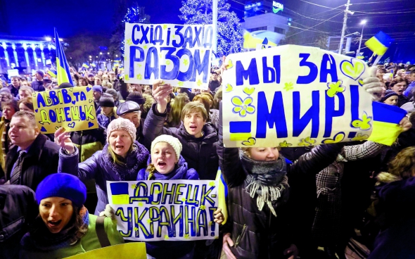 На наймасовіший проукраїнський мітинг у Донецьку 5 березня 2014-го зійшлися близько 10 тисяч жителів міста