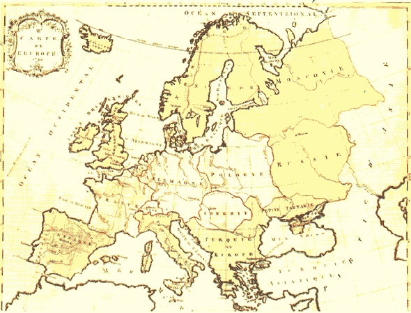 ukrpolitica.narod.ru: Мапа 1755 р. "4 Carte de l'Europe divisee en ses Principaux Etats. 1755" Україна - це "Russie"("Русь"), а Московія це "Moskovie"("Московія"). В Русі - області навколо Києва написано "Gouv-T de KIOWIE"("уряд Київа")