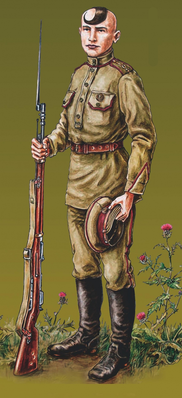 Хорунжий 2-го Запорізького полку Армії УНР, літо 1918 року. Сучасний малюнок