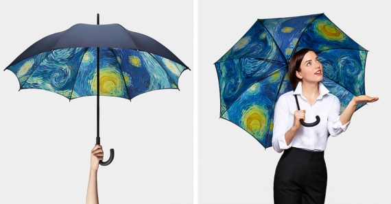 Зонт для шанувальників Ван Гога. Під куполом звичайної чорної парасольки ховається фрагмент картини «Зоряна ніч» великого голландця.